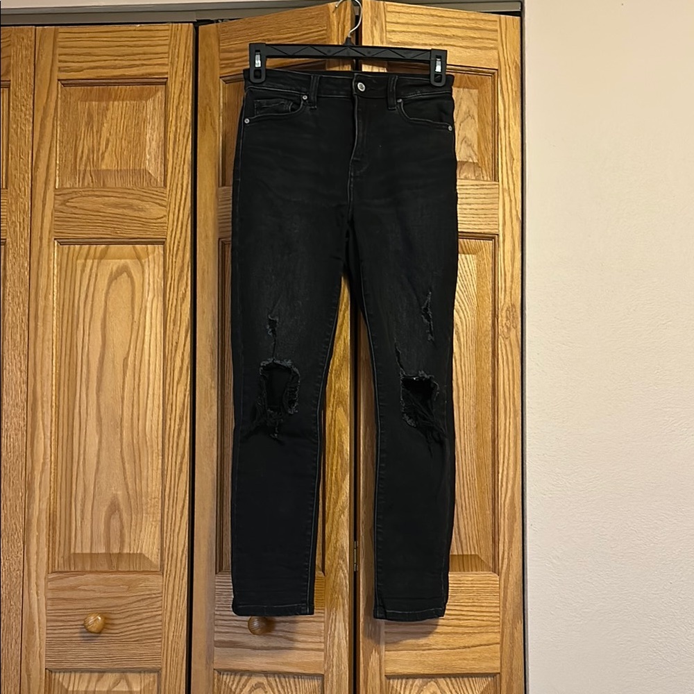 Tobi Black Skinny Jeans Distressed Modern Style